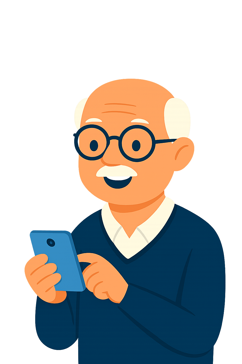 Ein alter Mann, der ein Smartphone bedient